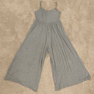 Women's Grey Cropped Wideleg Tank Top Jumpsuit